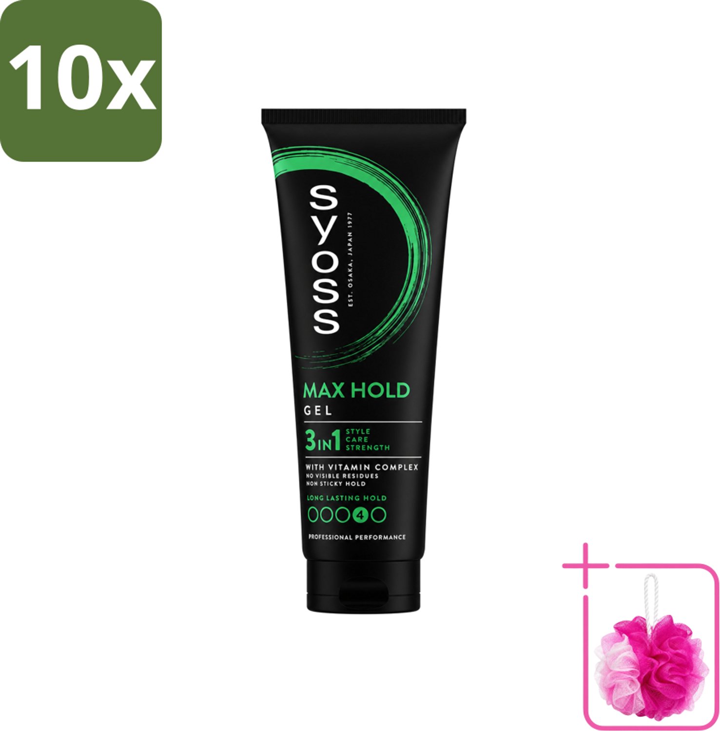 10 x Syoss - Max Hold - Haargel - Maximale Hold - 250 ml - Bulkverpakking - Haargel - Douchemop - Maximale hold