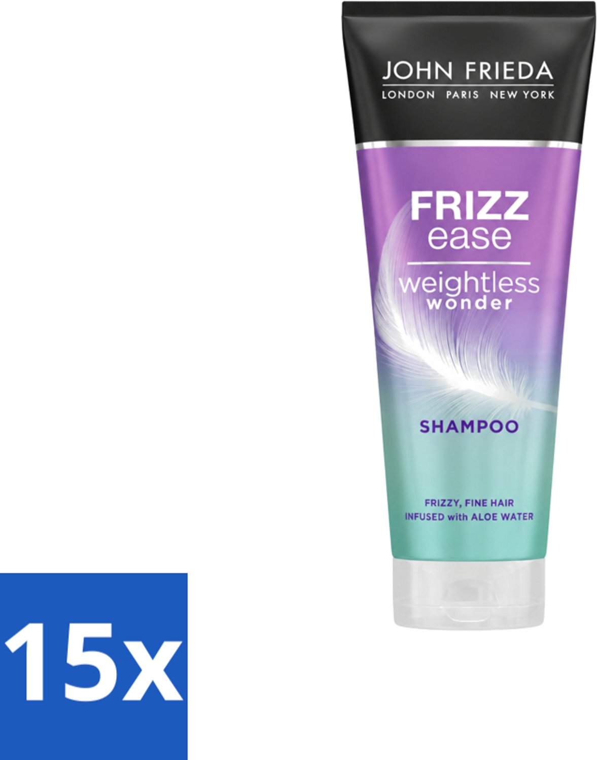 15 x John Frieda – Shampoo – Frizz Ease Weightless Wonder – Lichtgewicht verzorging – 250 ml - Voordeelverpakking - 15 stuks