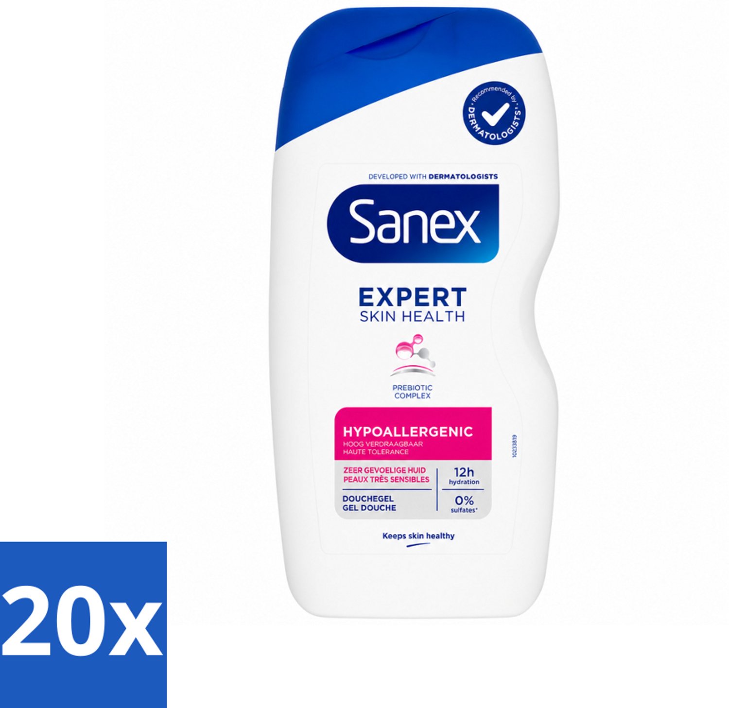 20 x Sanex – Douchegel – Expert Skin Health Hypoallergeen – 400 ml - Voordeelverpakking - 20 stuks