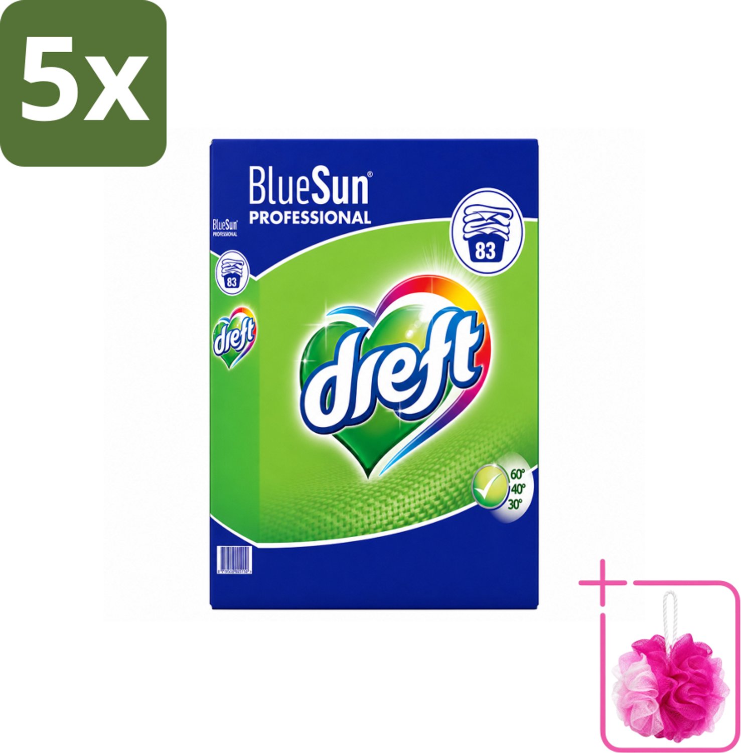 5 x Dreft - Wasmiddel Poeder - Professional - Efficiënte reiniging - 83 Wasbeurten - Bulkverpakking - Wasmiddel poeder - Douchemop - Vlekverwijdering