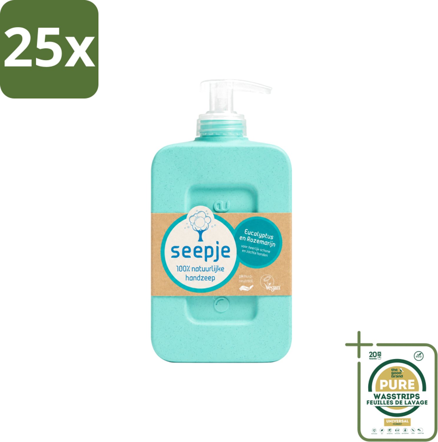 25 x Seepje - Handzeep - Eucalyptus met Rozemarijn - 300 ml - Antiseptische Geur - Wasstrips - Handzeep Eucalyptus - Handzeep Met Rozemarijn - Natuurlijke Handzeep - Antiseptische Handzeep - Handzeep Voor Gevoelige Huid