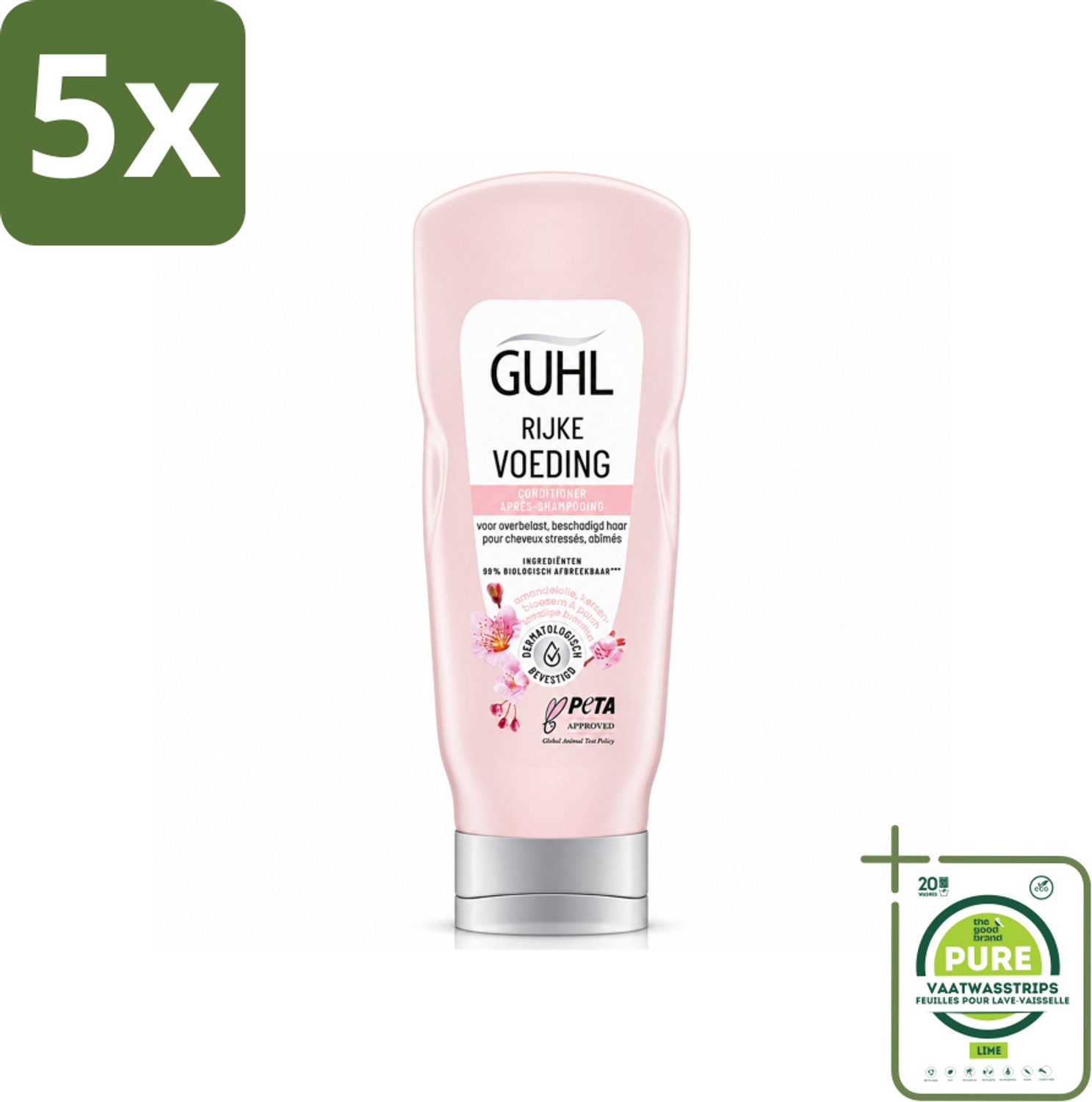 5 x Guhl - Conditioner - Rijke Voeding - 200 ml - Grootverpakking - Vaatwasstrips - Voeding Haar - Herstel Haar - Monoi-olie - Droog Haar - Haarbreuk