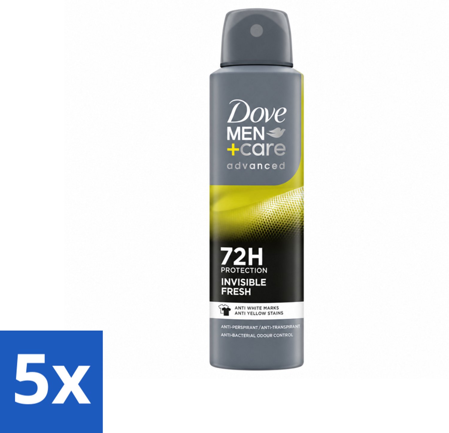 5 x Dove Men+Care Deodorant Spray - Invisible Fresh - 150 ml - Voordeelverpakking - 5 stuks
