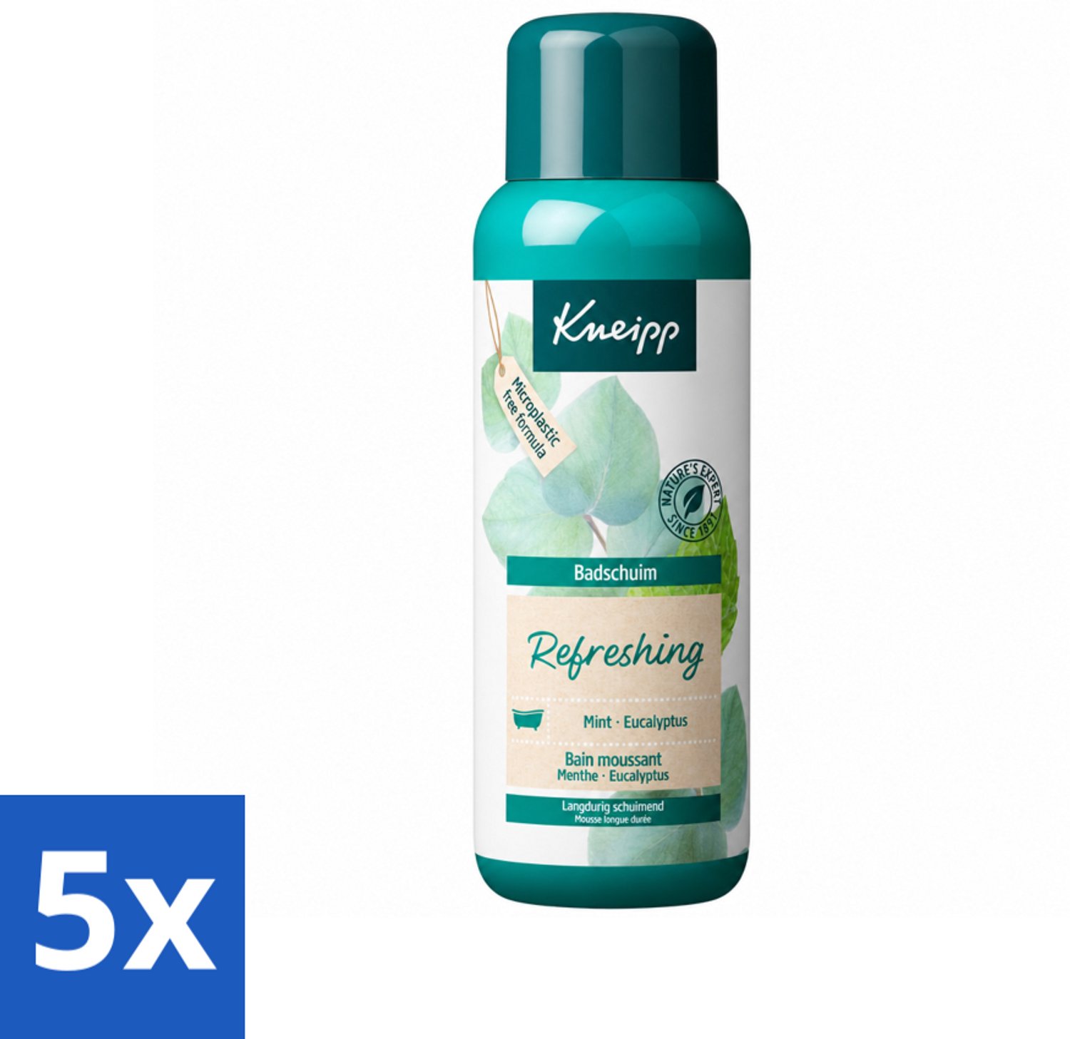 5 x Kneipp - Badschuim - Mint Eucalyptus - Verfrissend - 400 ml - Voordeelverpakking - 5 stuks
