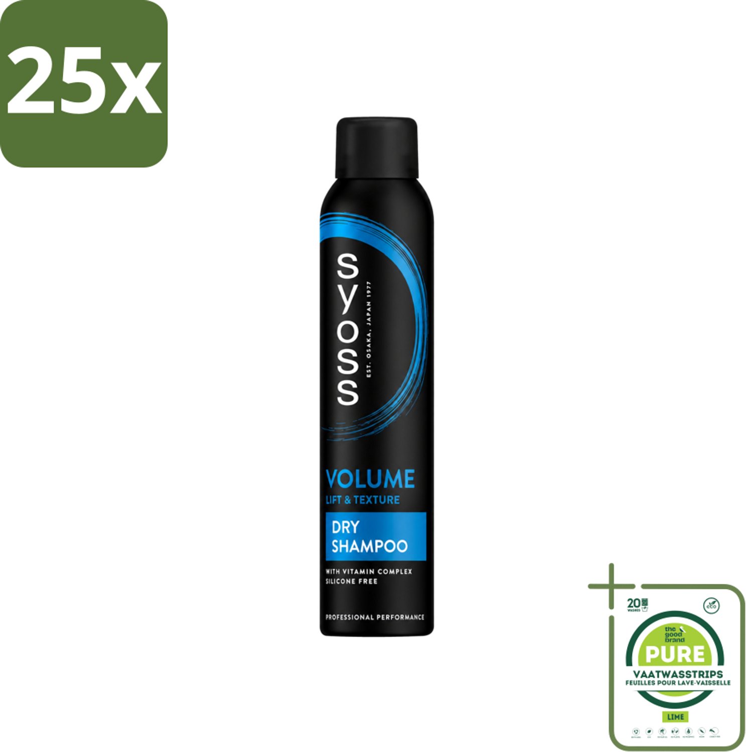 25 x SYOSS - Volume Droogshampoo - Shampoo - Voor Volumeboost - 200ml - Grootverpakking - Vaatwasstrips - Volume Droogshampoo - Fris Haar - Haar Volume - Droogshampoo Zonder Water - Haar Verzorging