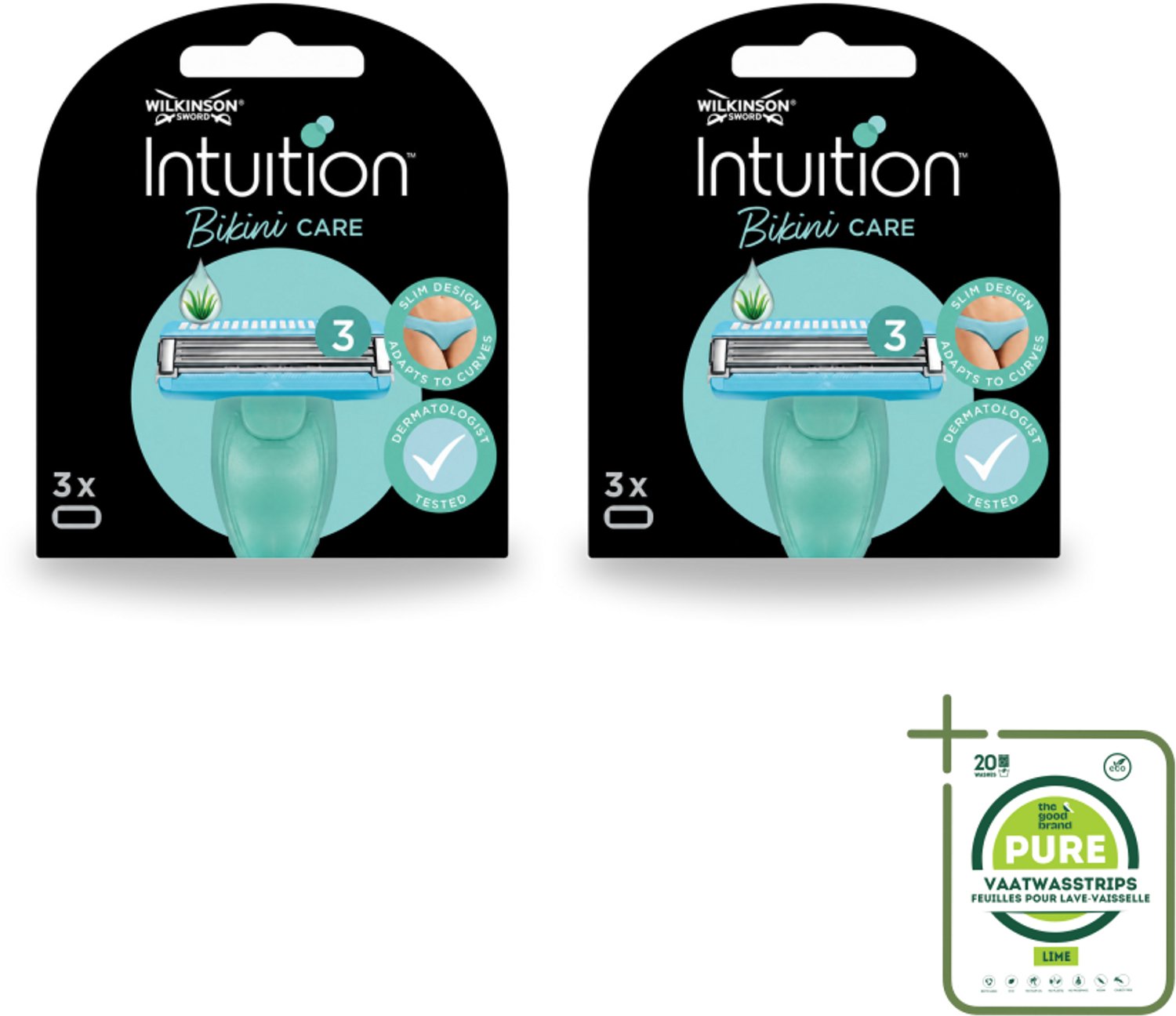 2 x Wilkinson Intuition - Navulmesjes - Bikini Care Duo - Praktisch - 3 mesjes - Grootverpakking - Vaatwasstrips - Intieme Zone Scheren - Gevoelige Huid Scheren - Bikini Lijn Scheren - Huidverzorging Scheren - Scherpe Mesjes