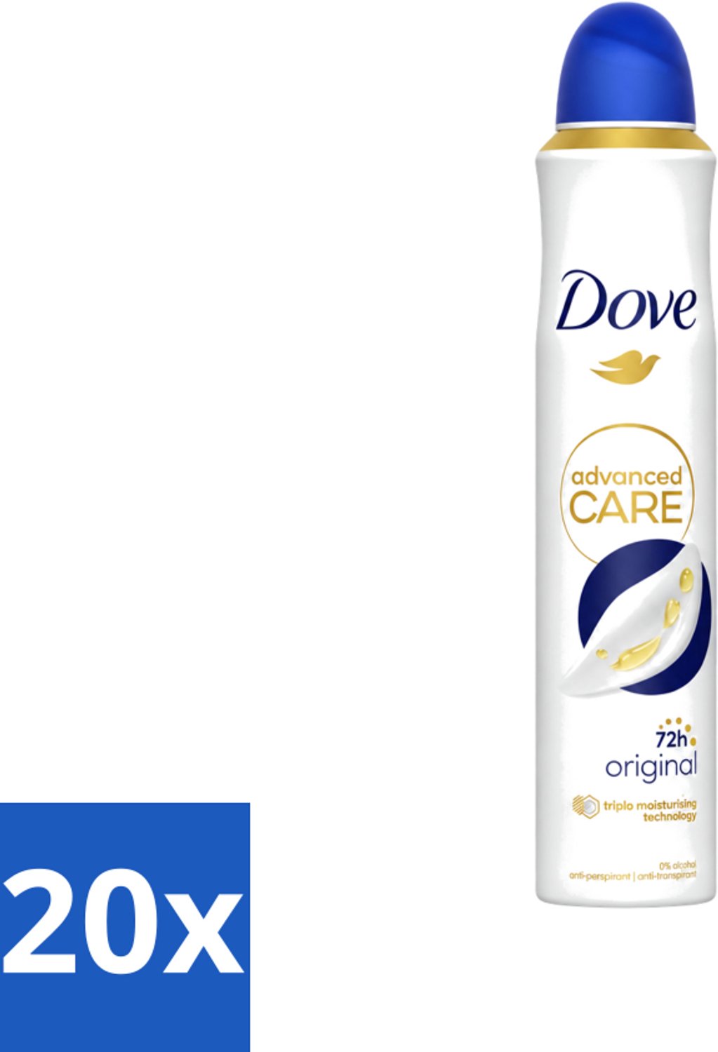 20 x Dove - Deodorant - Spray Advanced Care - Frisse en langdurige bescherming - 200 ml - Voordeelverpakking - 20 stuks