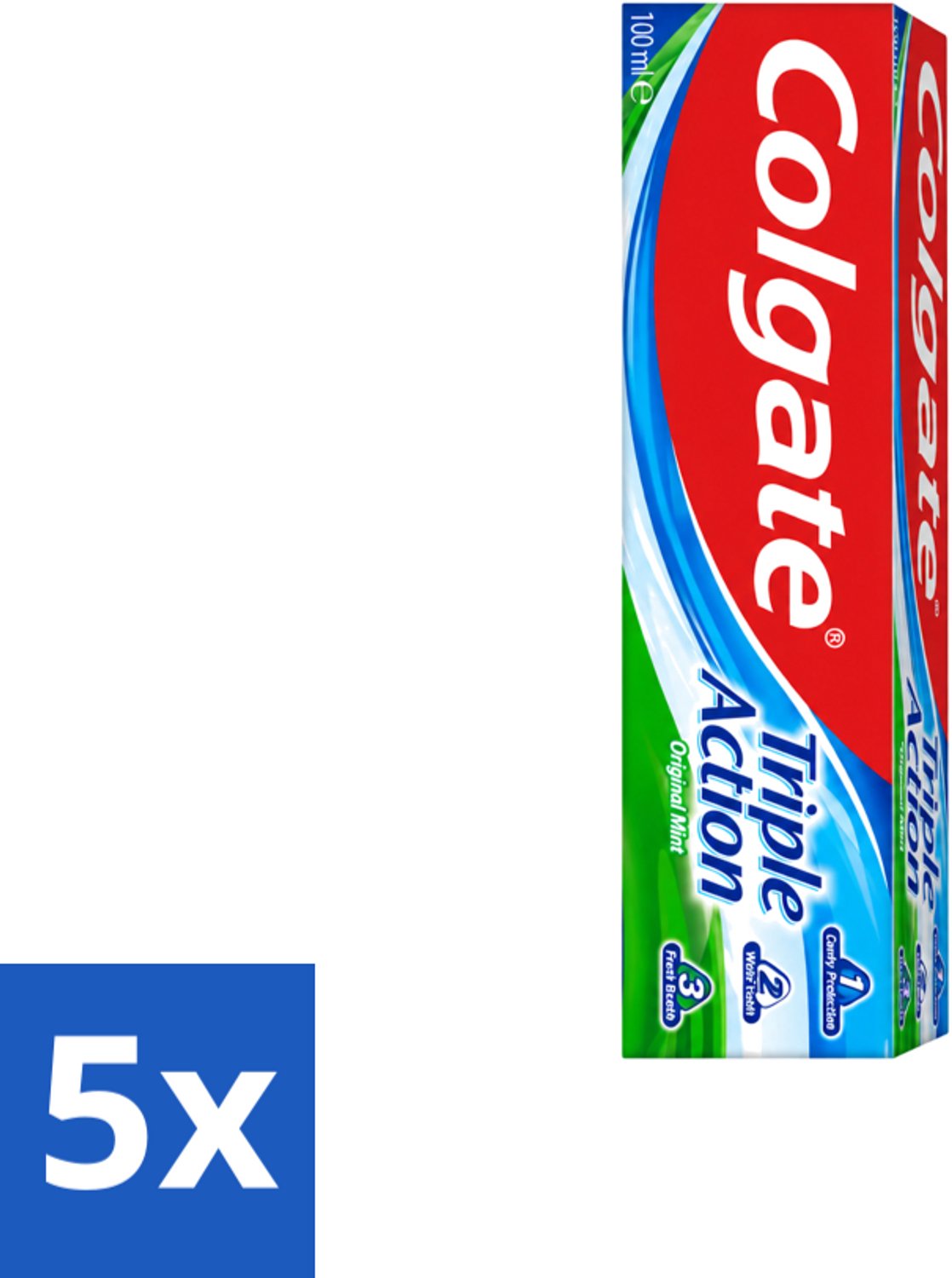5 x Colgate - Triple Action - Original Mint - Tandpasta - 100ml - Voordeelverpakking - 5 stuks