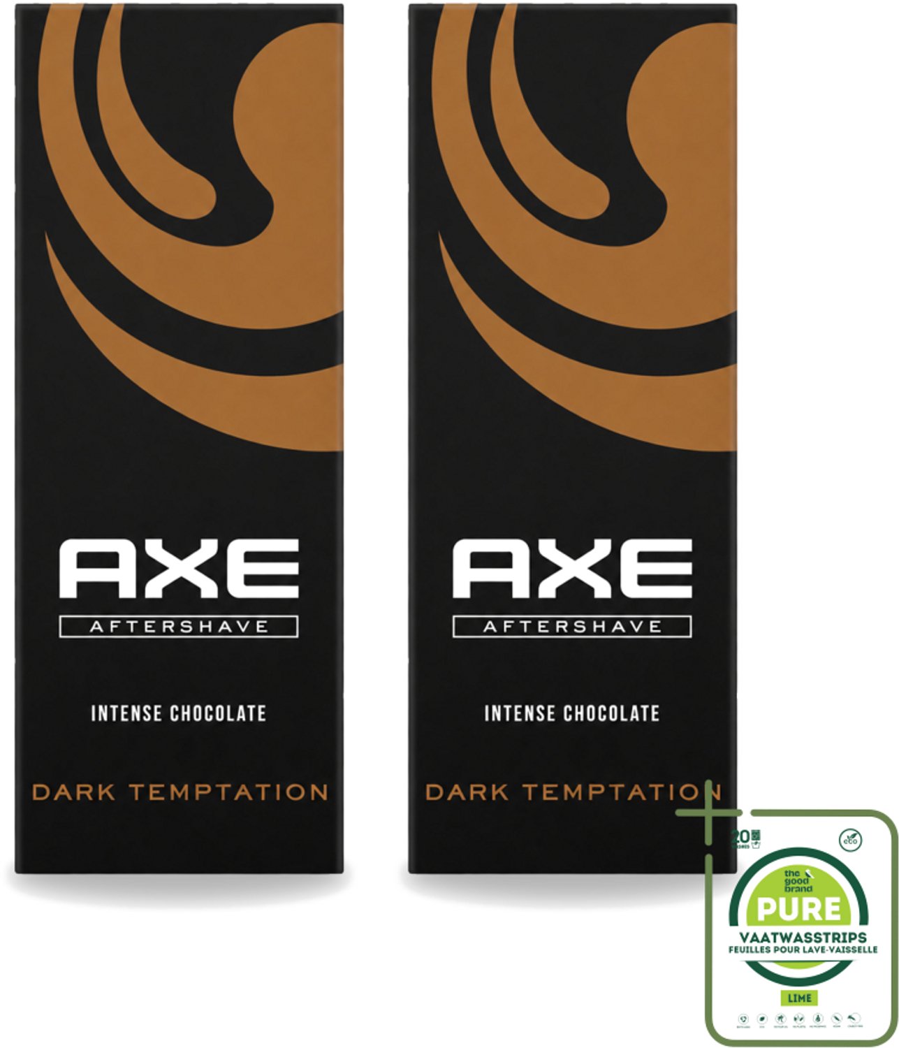 2 x Axe - Aftershave - Dark Temptation - Intense Chocolate - 100 ml - Grootverpakking - Vaatwasstrips - Aftershave - Chocola - Aftershave Voor Mannen - Geur - Verleidelijk Ruiken