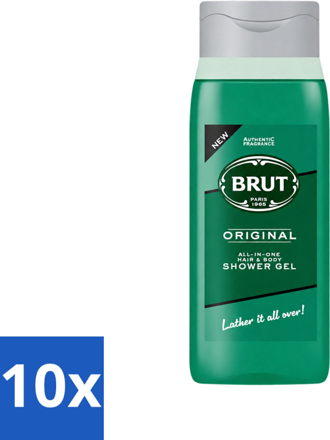 10 x Brut - Douchemiddel - All in One Haar en Body - Original - Verzorgend & Verfrissend - 500ml - Voordeelverpakking - 10 stuks