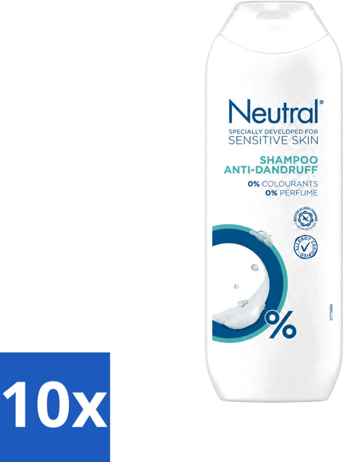 10 x Neutral - Shampoo - Gevoelige Huid - Anti-Roos - 0% Kleurstof & Parfum - 250 ml - Voordeelverpakking - 10 stuks