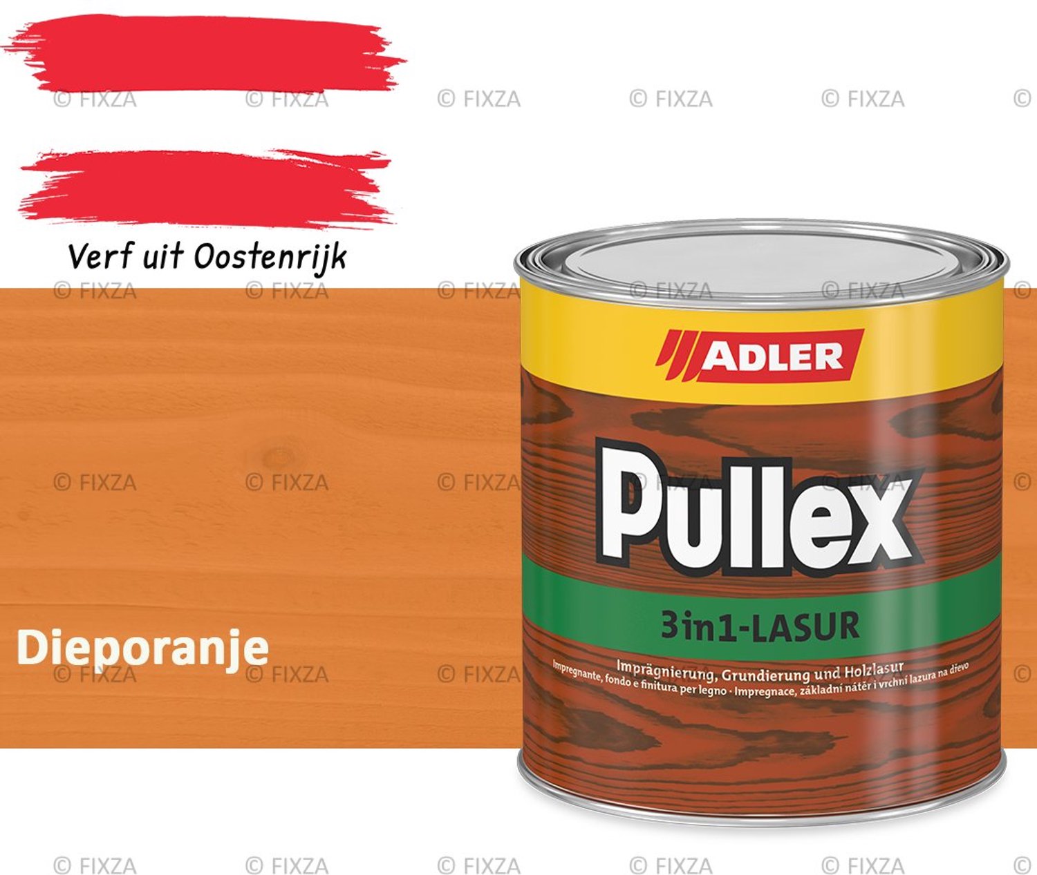 ADLER Pullex 3in1 Lazuur – Dieporanje – 2,5 liter – Houtbescherming voor Buiten – Grondverf, Tussenlaag & Eindlaag in Eén – Matte Afwerking – UV- bestendig