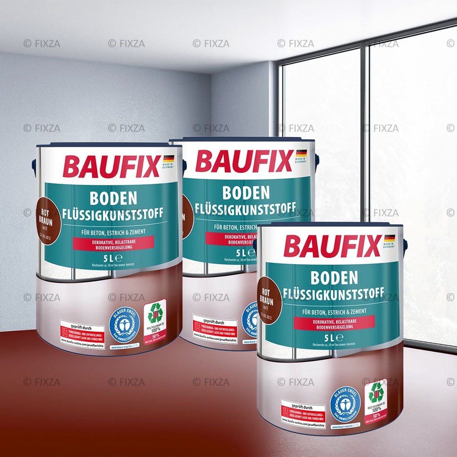 BAUFIX Betonverf vloeren Voordeelverpakking roodbruin 45 m²
