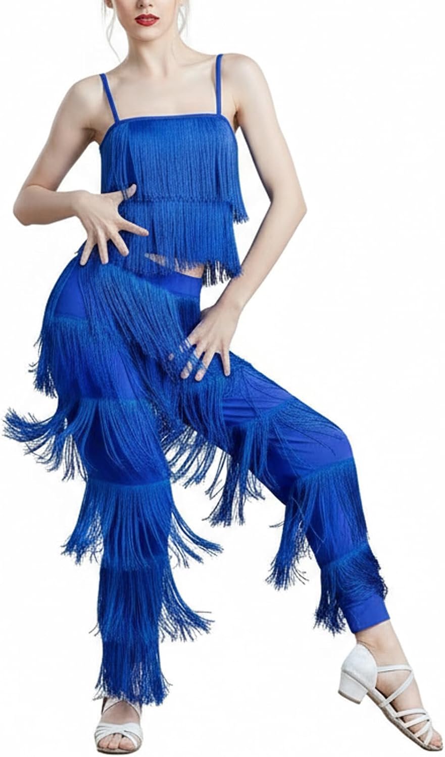 Latin Tassel Dance top en broek 2 delige sets voor Ballroom Rumba Tango Salsa