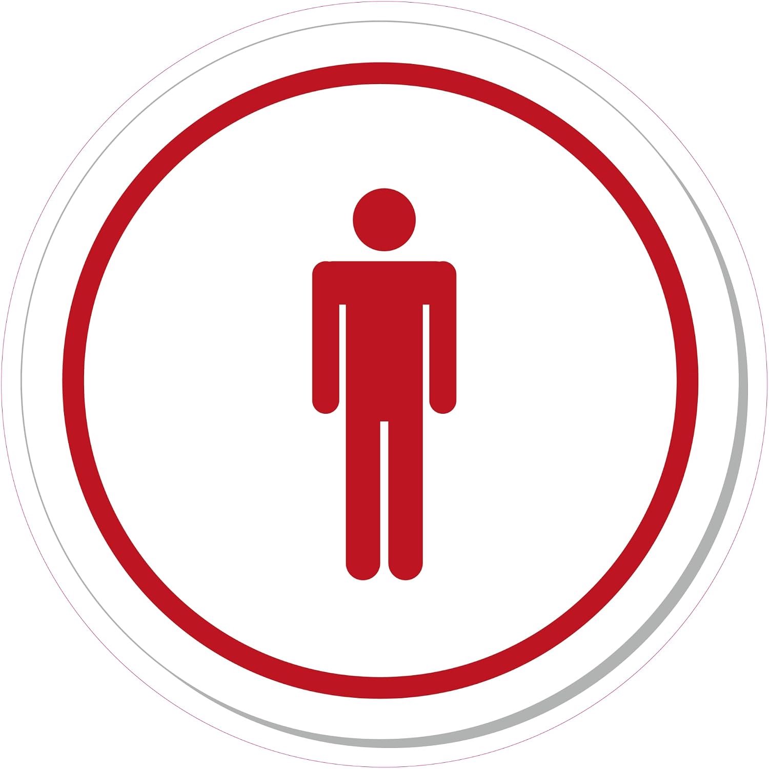 | 20 cm ø Heren Toilet ronde sticker | Pictogram | Vinyl | Rood