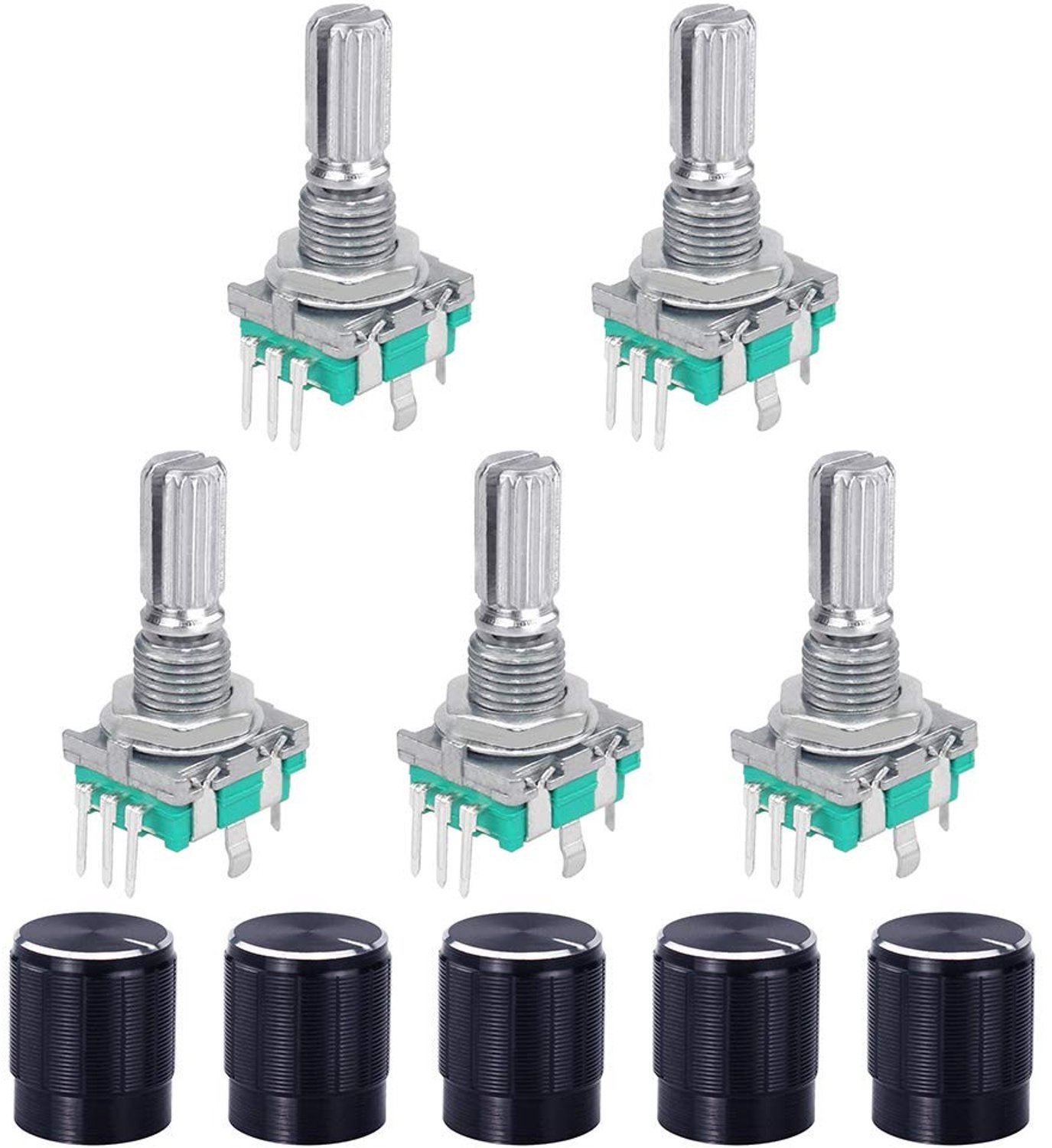 Set van 5 360 Graden Rotary Encoder Modules met Digitale Potentiometer en Schakelaar voor Audiotoepassingen en Elektronica