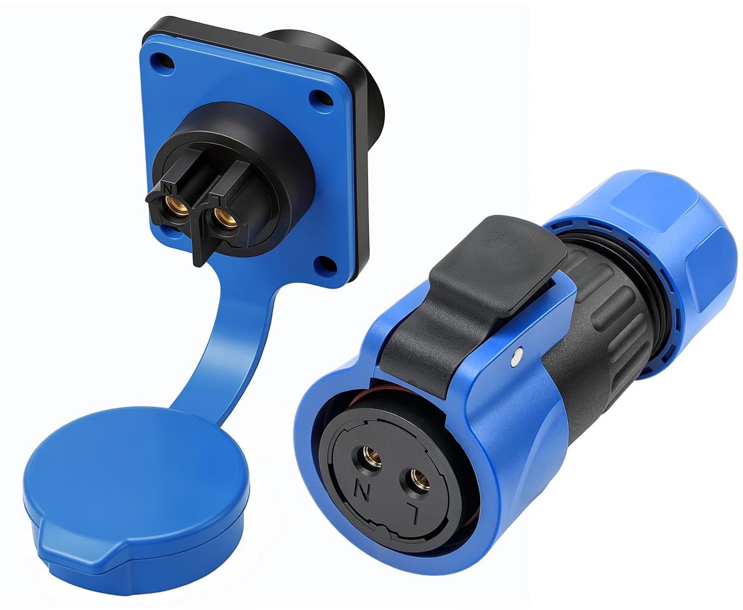 2 Pin IP68 Heavy Duty Waterdichte Plug, Quick Disconnect Schroef Terminal Structuur, Vierpunts Vaste Ronde Socket voor Outdoor Elektrische Doos en Power System