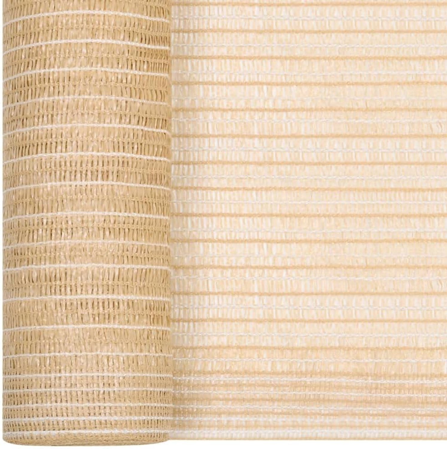 Inkijkbeschermingsnet van HDPE, beige, 1,2 x 25 m, 150 g/m², duurzame tuinzonwering voor balkon en terras, uv-bestendig, schimmelbestendig, op maat te snijden voor privacy