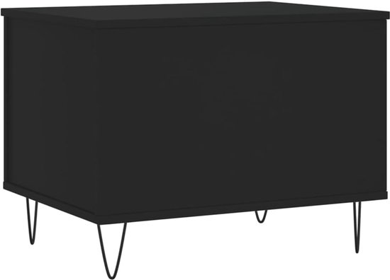 Hoogte verstelbare salontafel zwart 60 x 44,5 x 45 cm van hout met metalen poten en verborgen opbergvak - duurzame bijzettafel met glad oppervlak — afbeelding 3