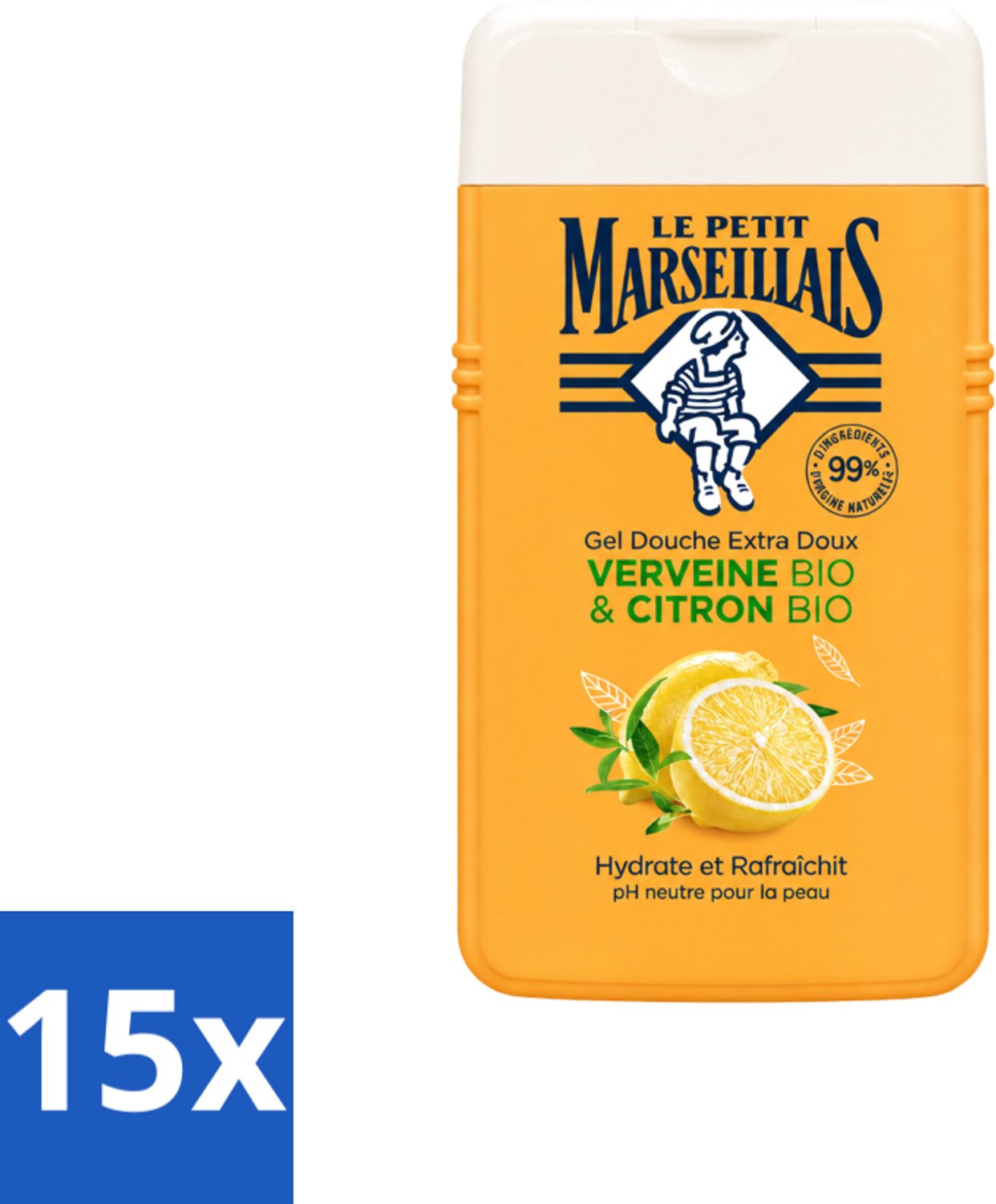 15 x Le Petit Marseillais - Douchegel - Citroen & Verbena - Hydraterend - 250ml - Voordeelverpakking - 15 stuks