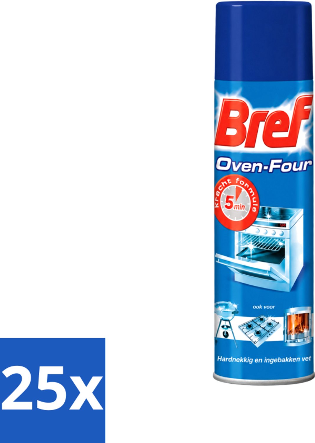25 x Bref - Oven Spray - Tegen Hardnekkig en Ingebakken Vet - 450 ml - Voordeelverpakking - 25 stuks
