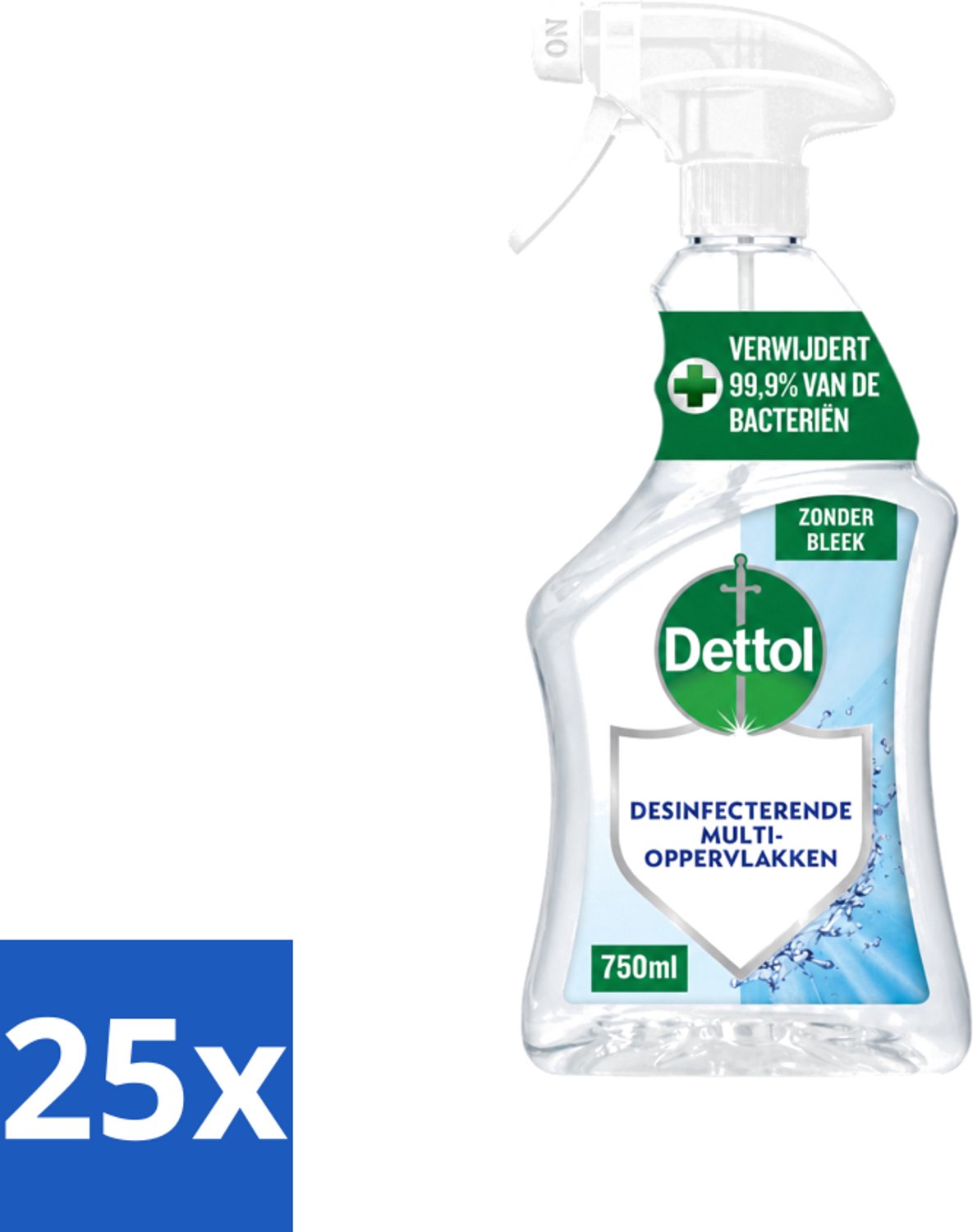 25 x Dettol - Allesreiniger - Spray - Zonder Bleek - Perfecte Hygiëne - 750ml - Voordeelverpakking - 25 stuks