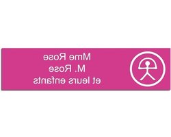 Mygoodprice Gegraveerd naamplaatje - zelfklevend - roze - 10 x 2.5 cm - personaliseerbaar, 1 tot 3 regels