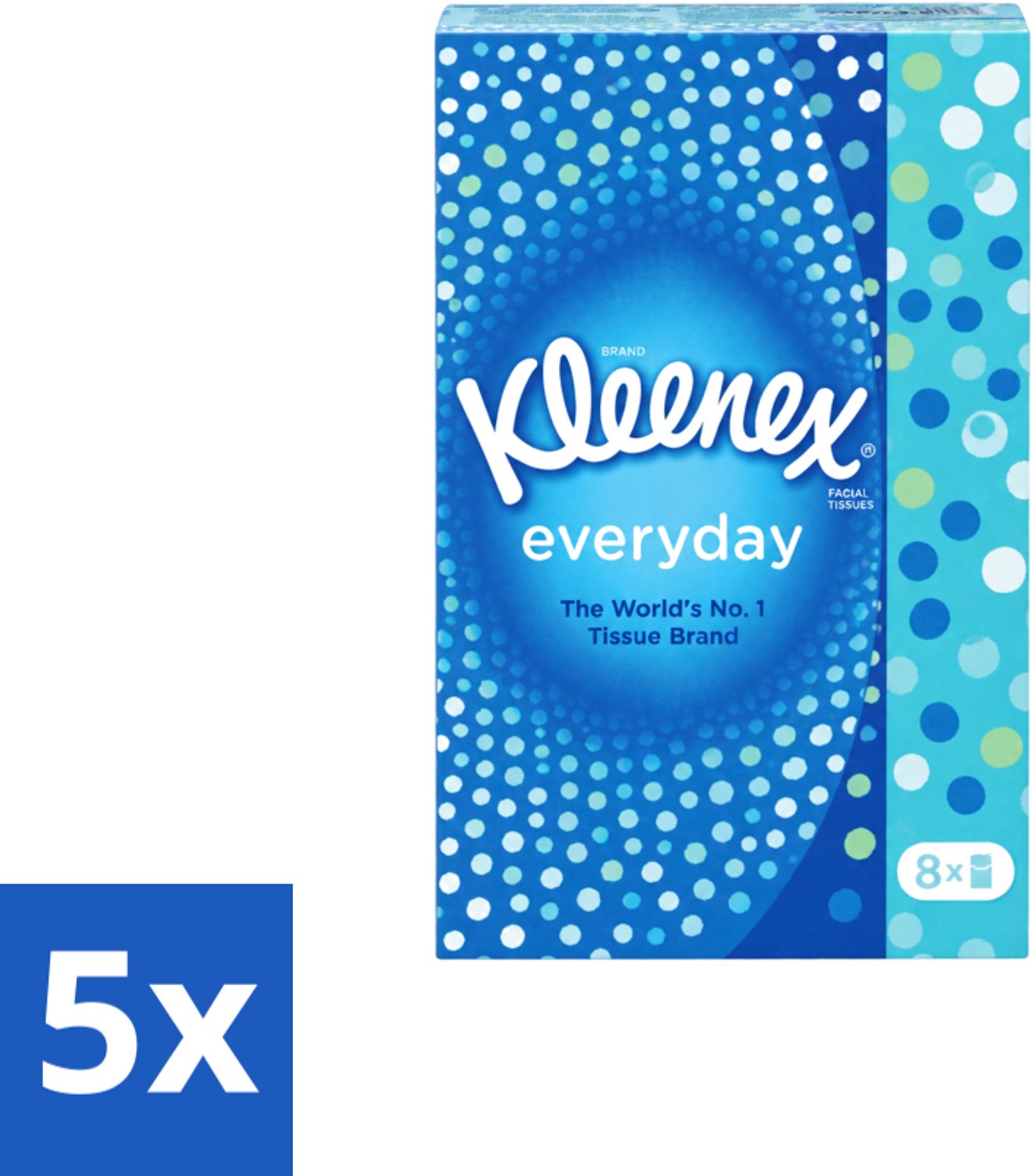 5 x Kleenex - Zakdoekjes - Everyday - 8 Pakjes Zakdoekjes - Voordeelverpakking - 5 stuks
