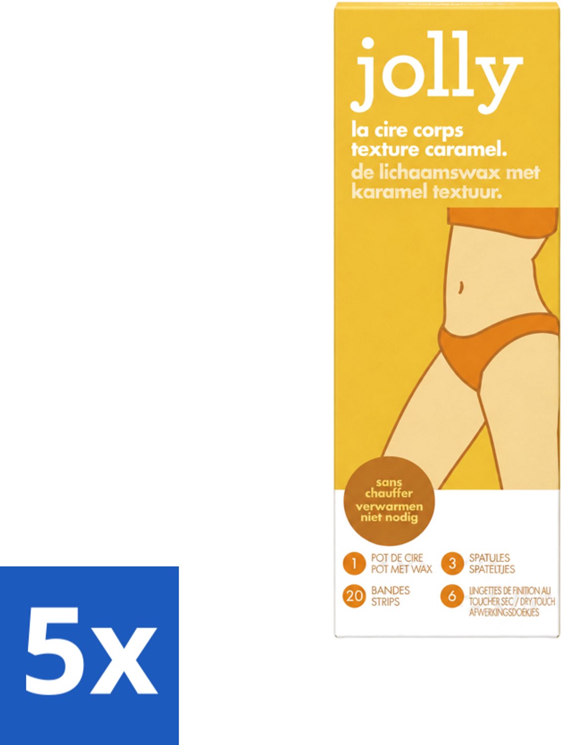 5 x Jolly - Lichaamswax - Karamel Structuur - 20 Strips - Voordeelverpakking - 5 stuks