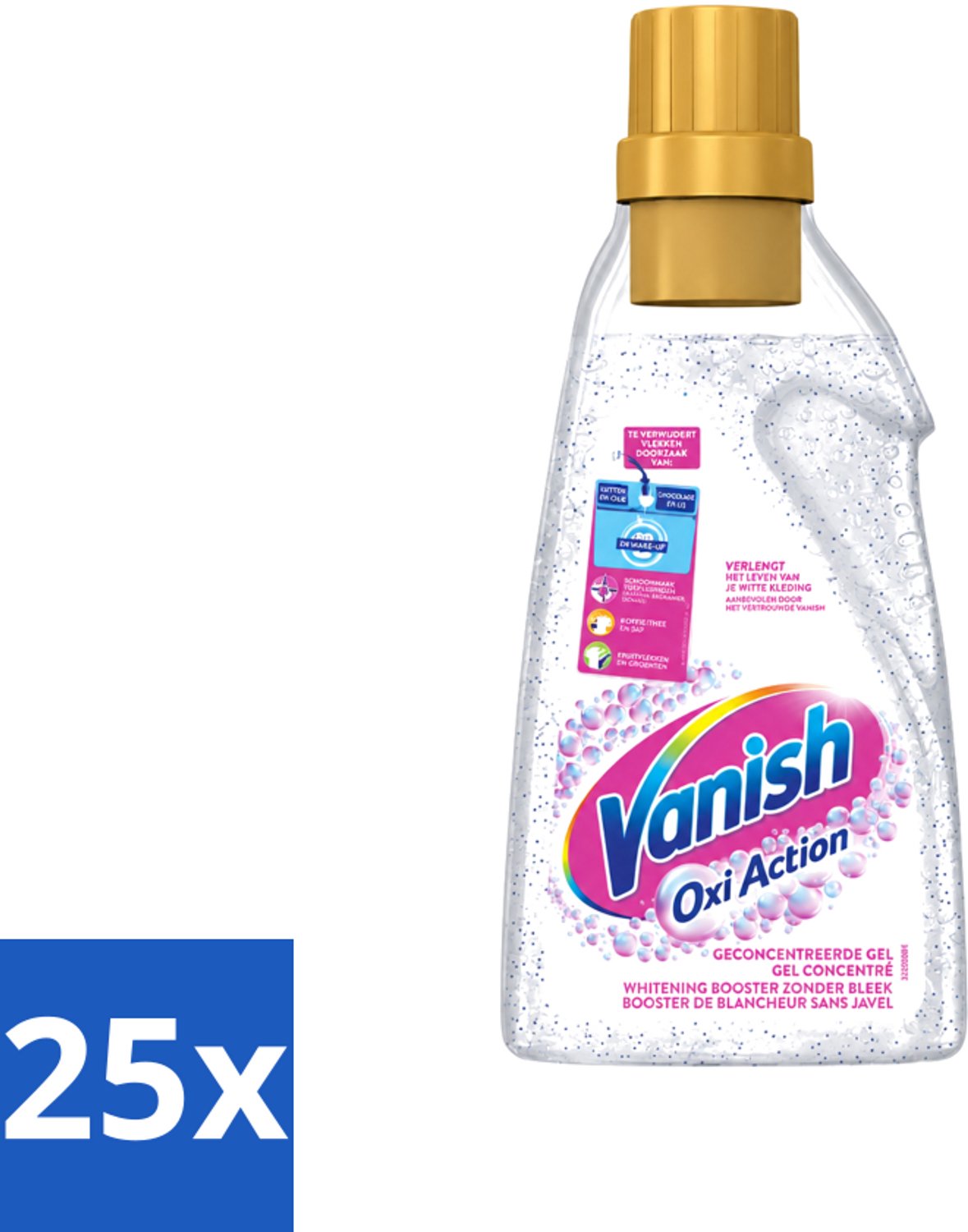 25 x Vanish Oxi Action - Vlekkenverwijderaar Gel - Witte Was - 1.5 L - Voordeelverpakking - 25 stuks