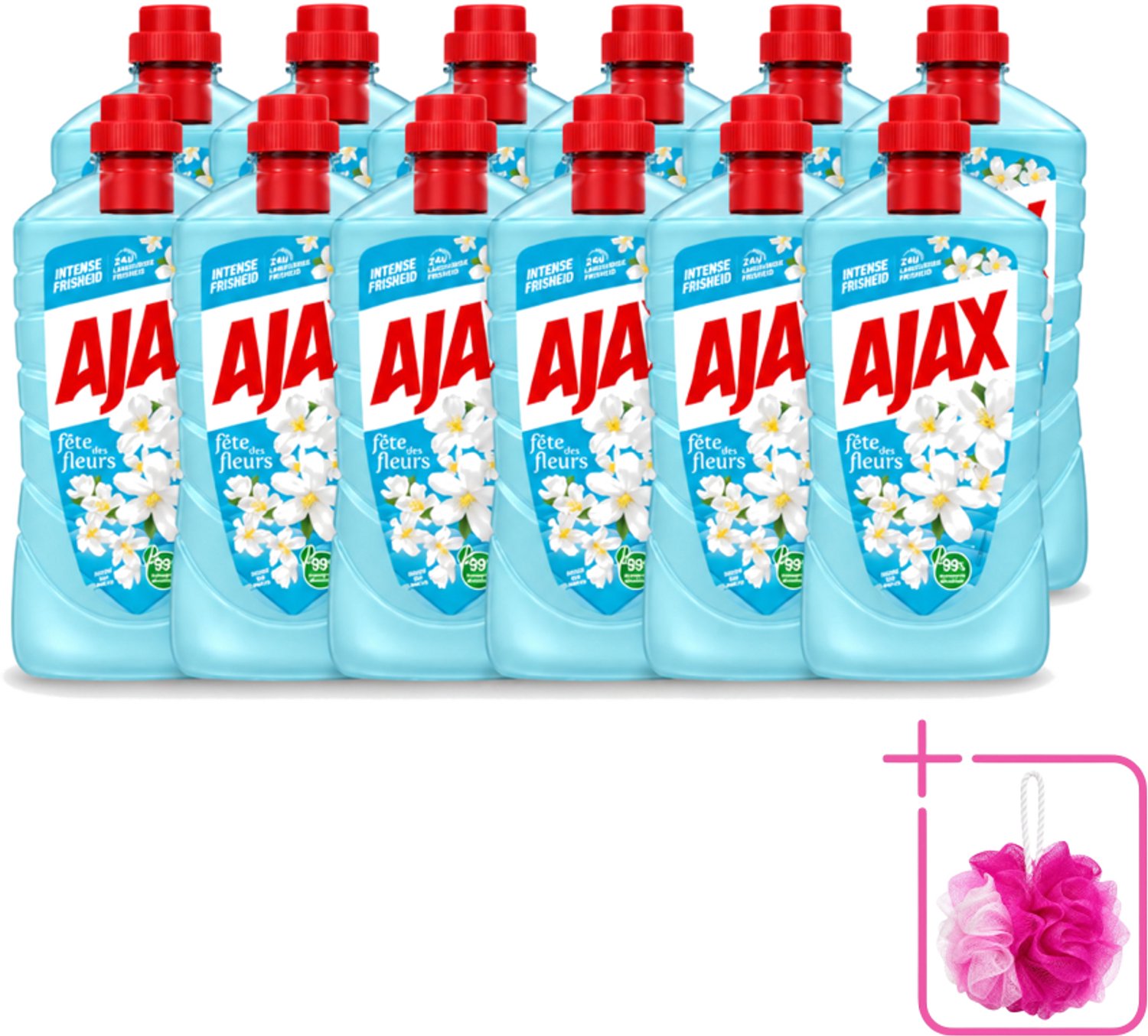 12 x Ajax – Allesreiniger – Jasmijn - 1000 ml - Bulkverpakking - Allesreiniger - Douchemop - Jasmijngeur