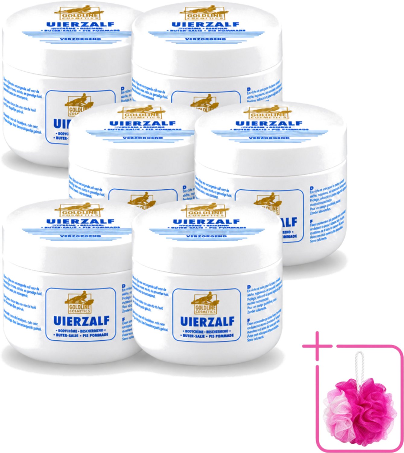 6 x Goldline - Uierzalf - Bodycrème - Beschermend - 250 ml - Bulkverpakking - Uierzalf - Douchemop - Huidbescherming