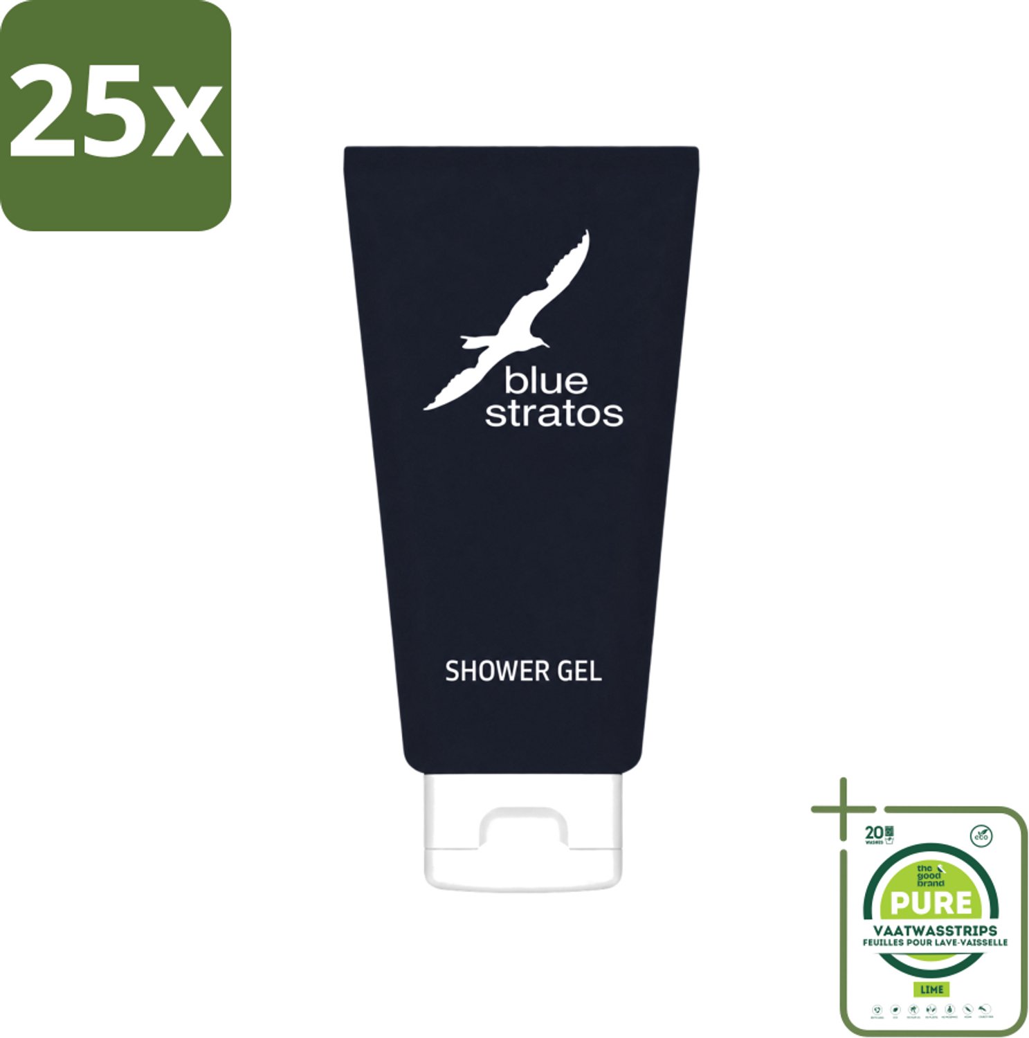 25 x Blue Stratos - Douchegel - Verfrissende Geur - 200 ml - Grootverpakking - Vaatwasstrips - Douchegel - Frisse Start - Klassieke Geur - Mannelijke Geur - Verfrissende Huid