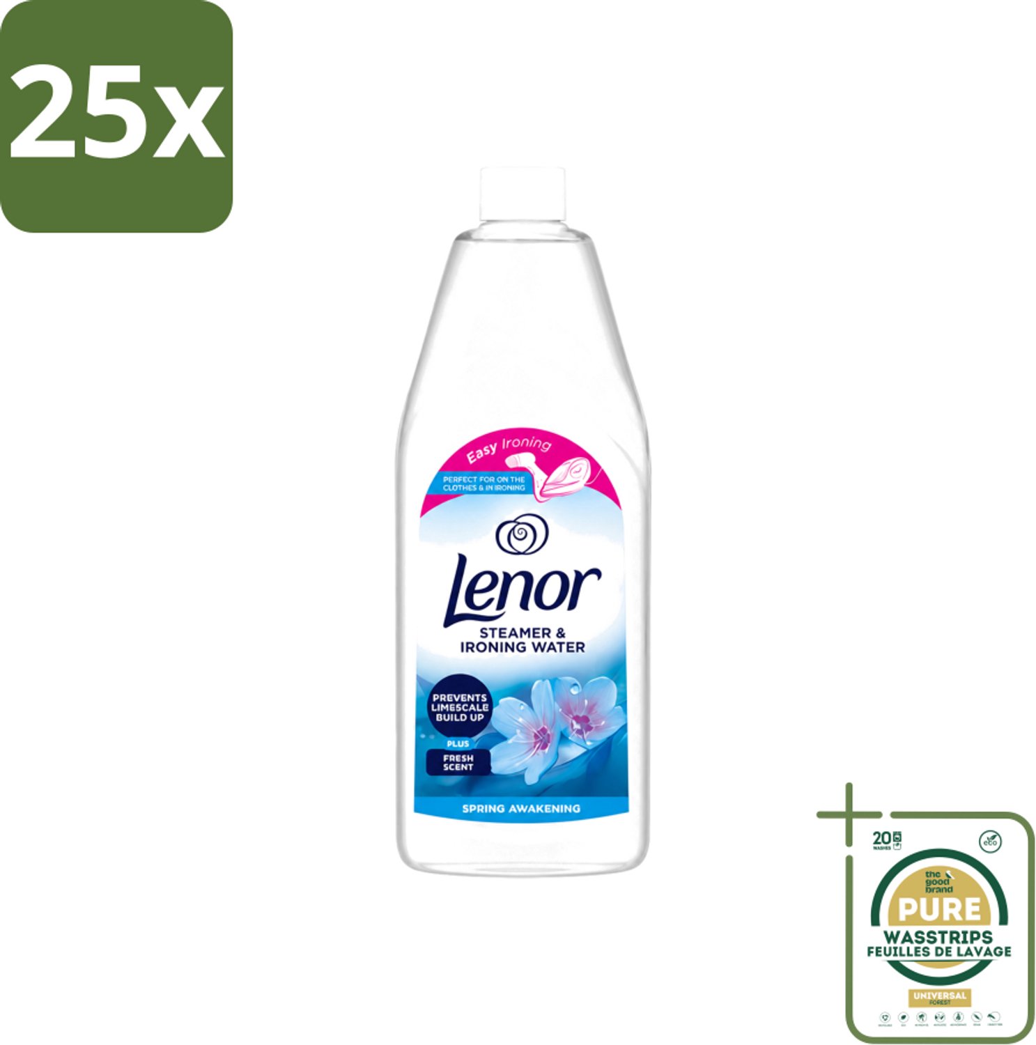 25 x Lenor - Strijkwater - Spring Awakening - Textielverfrisser - 1000 ml - Wasstrips - Strijkwater - Textielverfrisser - Wasgoed - Frisheid - Kleding