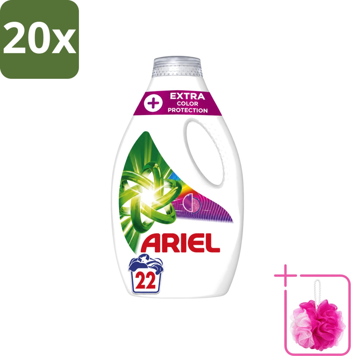 20 x Ariel – Vloeibaar Wasmiddel – Extra Color Protection – 990 ml – 22 wasbeurten - Bulkverpakking - Kleurbehoud wasmiddel - Douchemop - Vloeibaar wasmiddel kleur