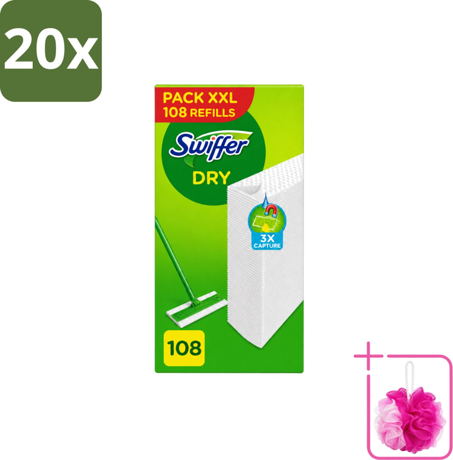 20 x Swiffer – Vloerdoekjes – Dry Navullingen – 108 doekjes - Bulkverpakking - Vloerdoekjes - Douchemop - Schoonmaken