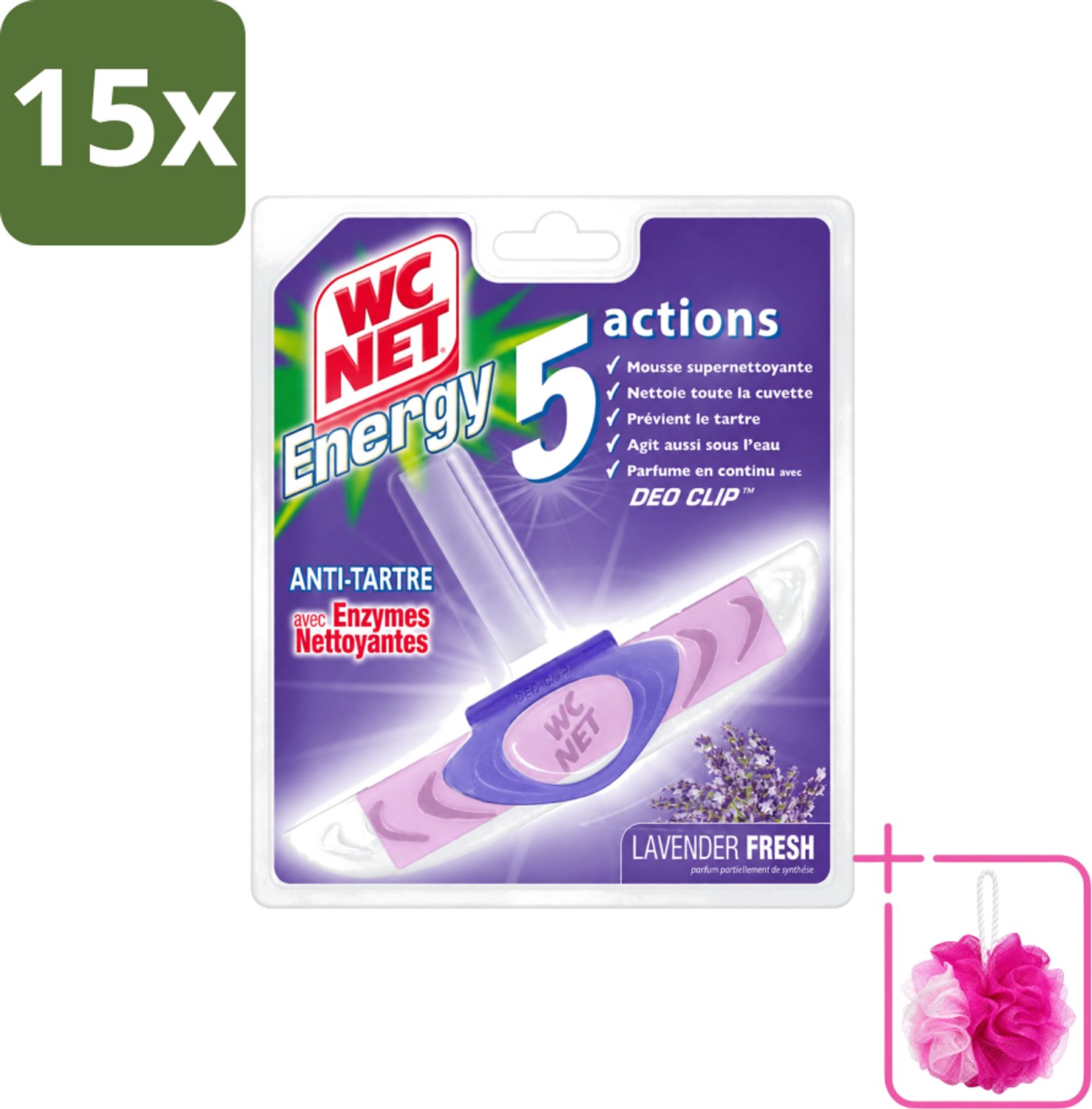 15 x WC Net - Toiletblok - Lavendel - 1 Blokje - Bulkverpakking - Toilet net - Douchemop - Toilet reiniger