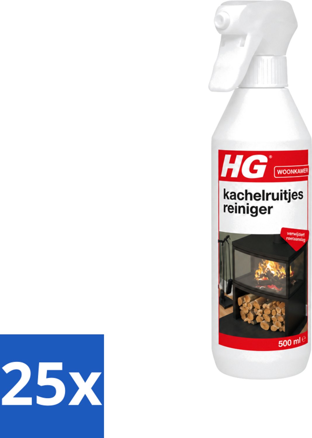 25 x HG - Kachelruitjesreiniger - Verwijdert Roetaanslag - 500 ml - Voordeelverpakking - 25 stuks