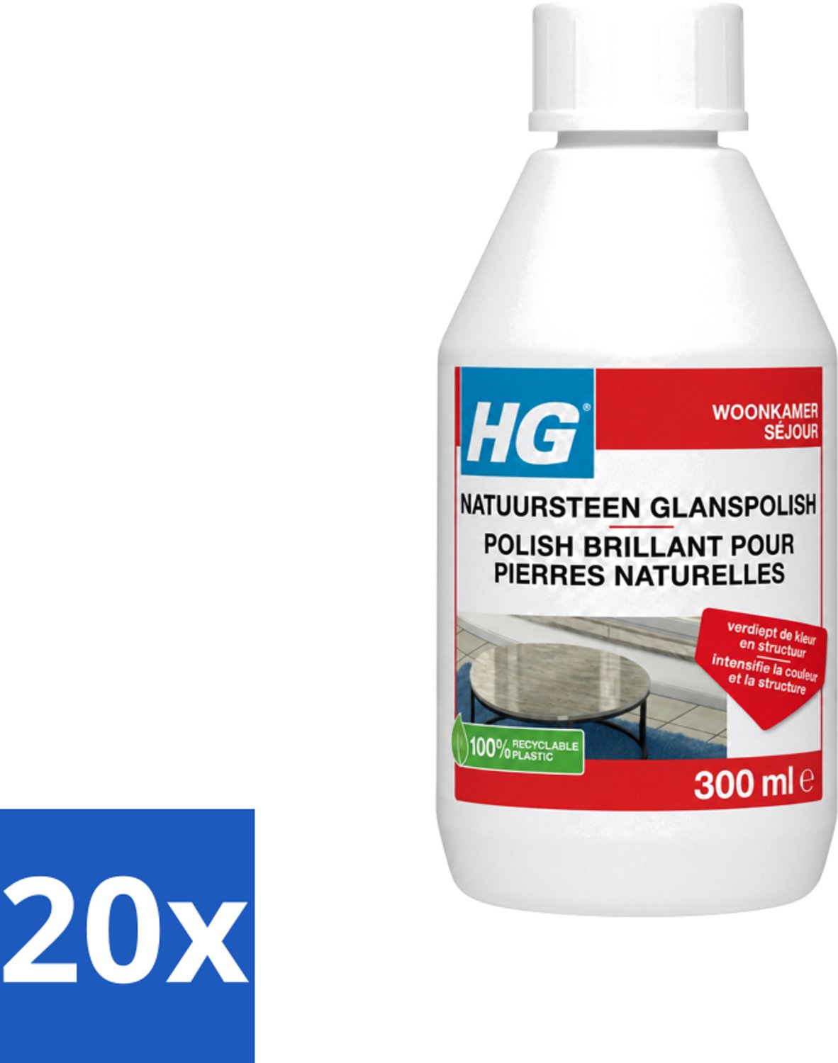 20 x HG - Natuursteen Glans Polish - Kleur & Structuur Verdiepend - 300 ml - Voordeelverpakking - 20 stuks