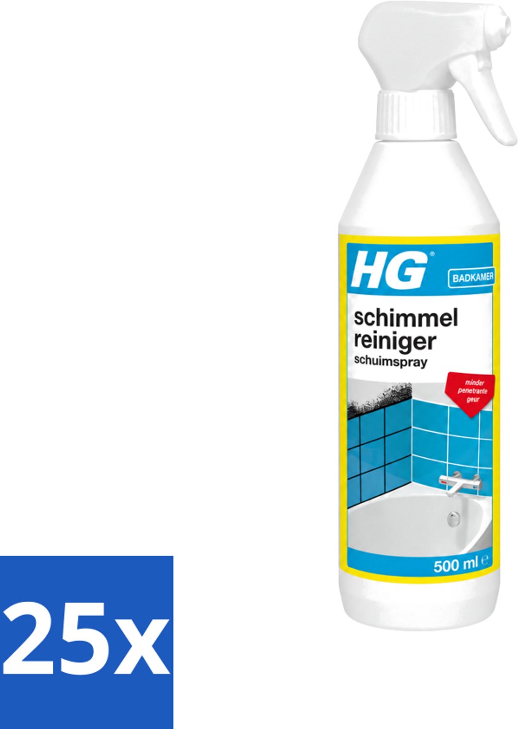 25 x HG - Sanitair - Schimmelreiniger - Schuimspray - 500 ml - Voordeelverpakking - 25 stuks