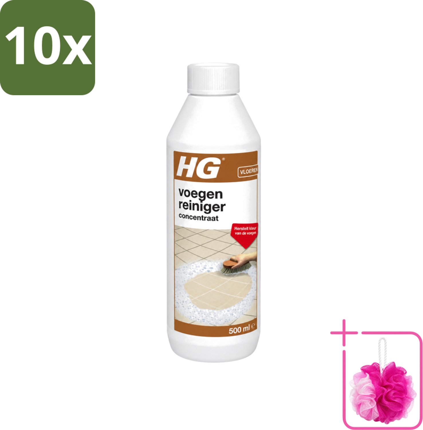 10 x HG - Vloeren - Voegenreiniger - Concentraat - Herstelt Kleur - 500 ml - Bulkverpakking - Voegen reinigen - Douchemop - Voegen kleur herstellen