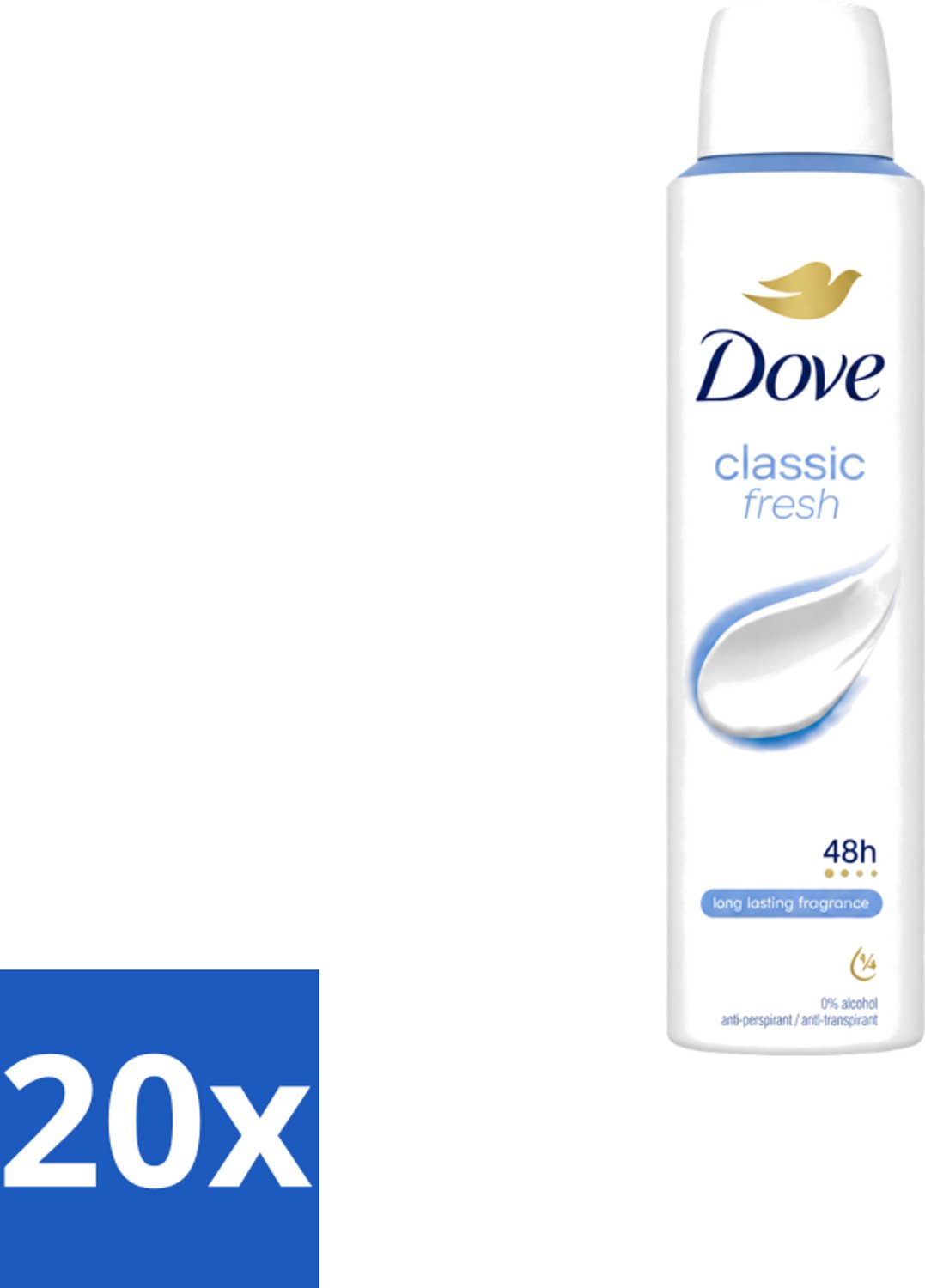20 x Dove – Deodorant Spray – Classic Fresh – 200 ml - Voordeelverpakking - 20 stuks