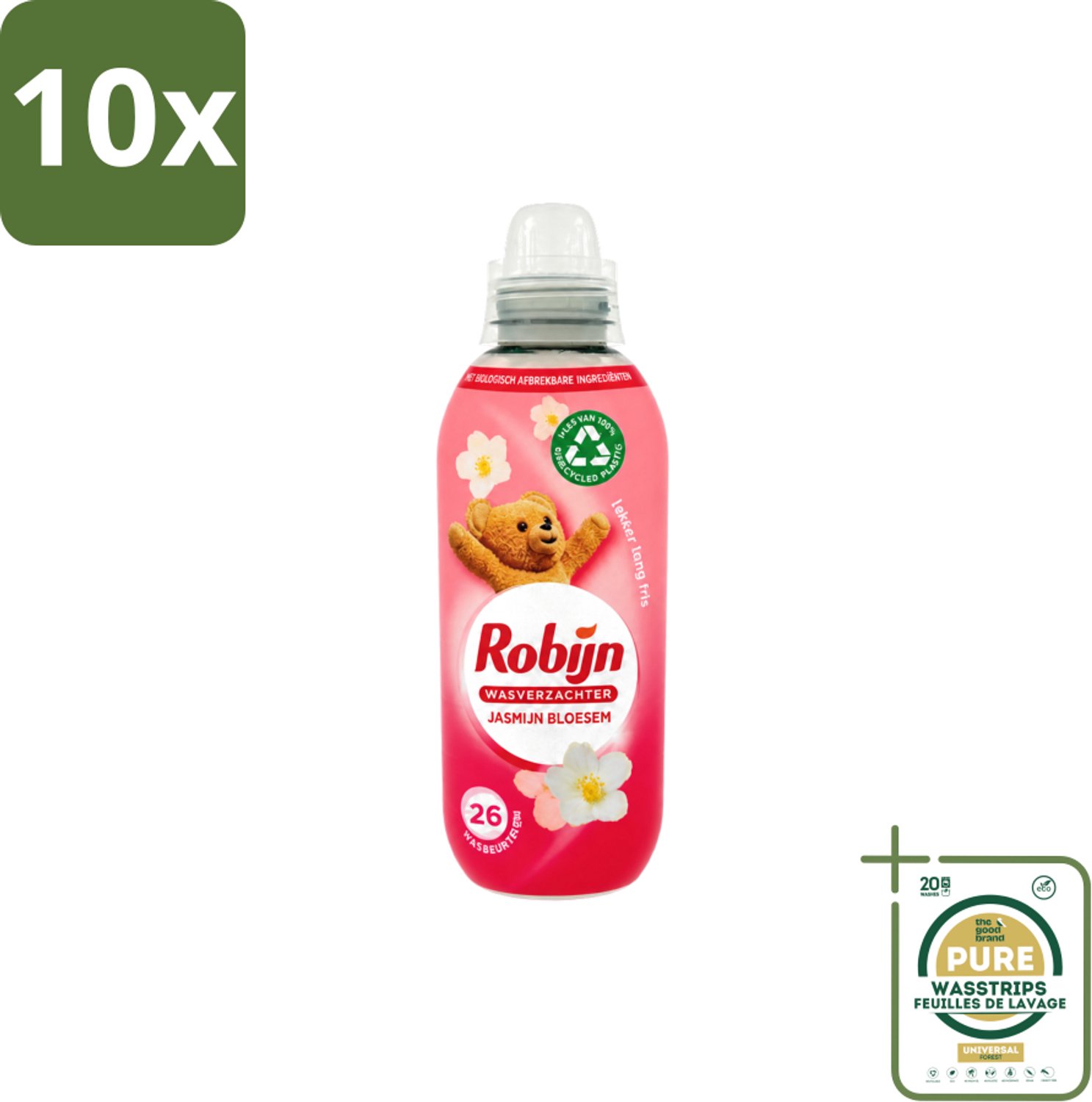 10 x Robijn – Wasverzachter – Jasmijn Bloesem – 650 ml - Wasstrips - Wasverzachter Jasmijn Bloesem - Wasverzachter - Wasverzachter Jasmijn - Wasverzachter Voor Kleding - Wasverzachter Voor Was