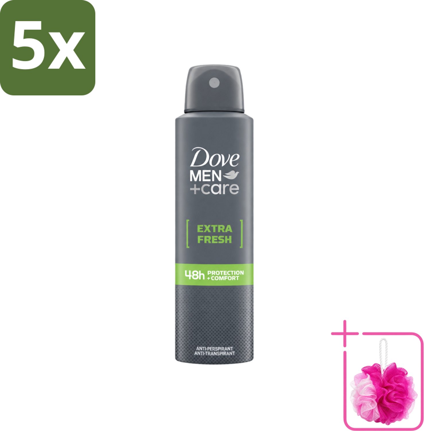 5 x Dove Men+Care - Extra Fresh - Deospray - Anti-Transpirant - 150 ml - Bulkverpakking - Dove Men+Care Extra Fresh Deospray - Douchemop - Deospray voor mannen