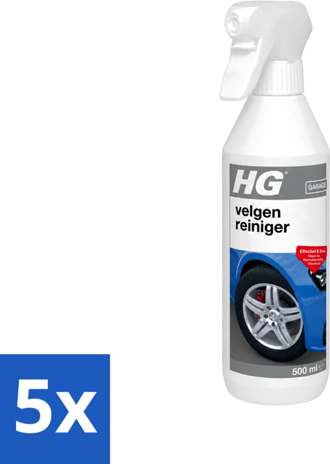 5 x HG - Velgenreiniger - Effectief & Snel - Ideaal Als Voorbehandeling Wasstraat - 500 ml - Voordeelverpakking - 5 stuks