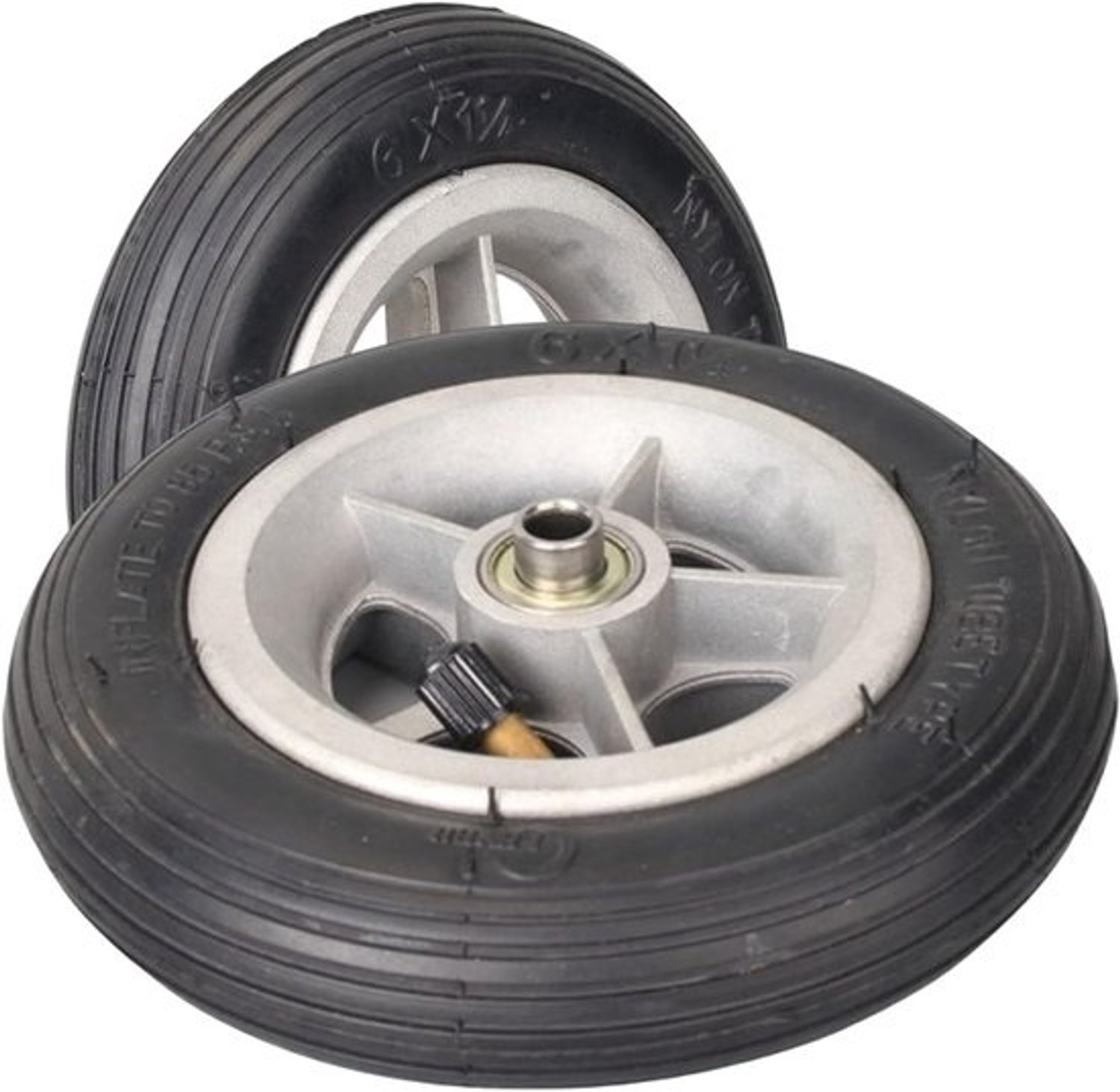 Rolstoelvoorwielen - Wielen voor loophulpmiddelen - Mobiliteit ondersteunen - Luchtbanden met schokabsorptie - Set van 6 inch - Zwart