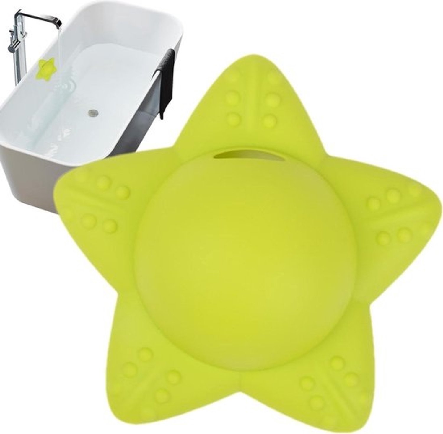 Badkuipoverloopblokkering - Badkuipafvoerplug - Voorkomt natte vloeren - Afdichting met sterke zuignappen - 19 x 18.3 cm - Groen