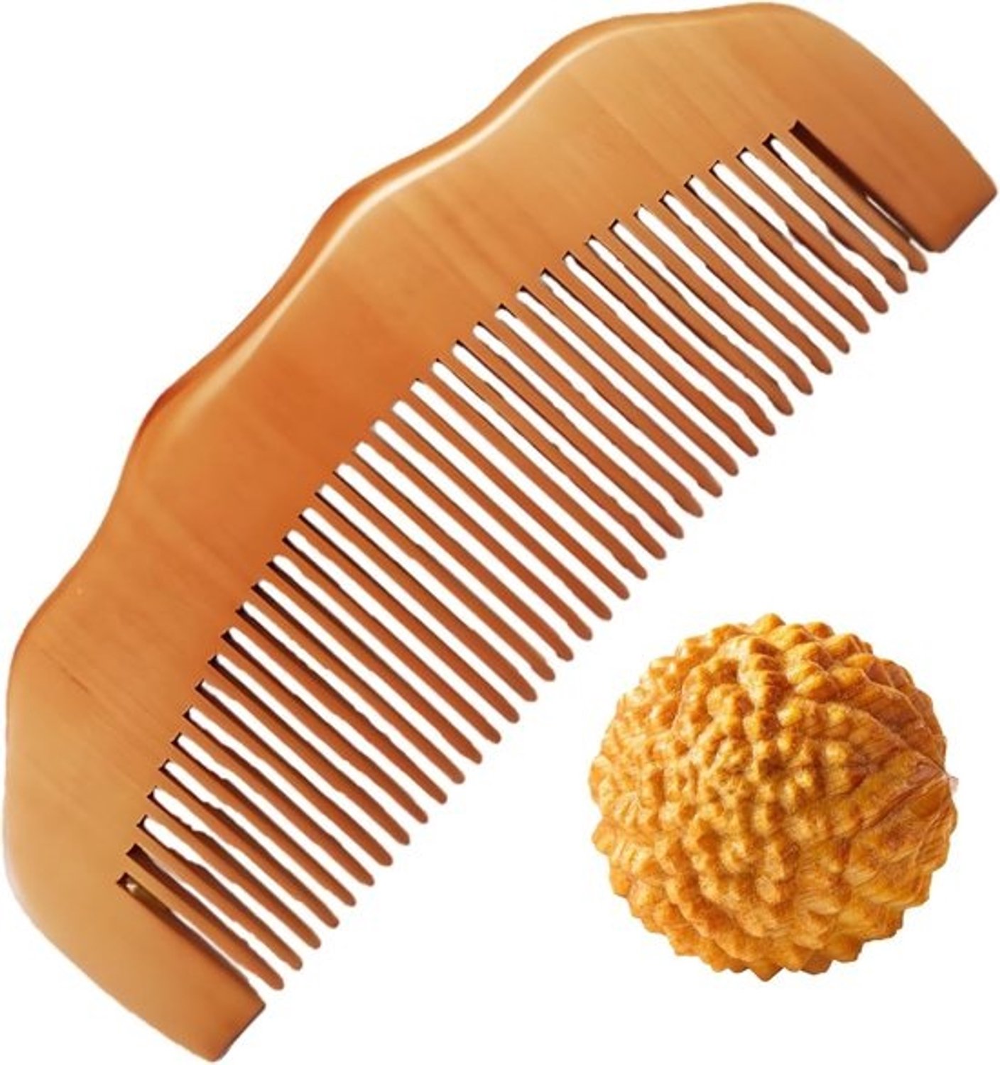 Geboortekam- en massageballenset - Houten weeënkam - Pijnverlichting tijdens de bevalling - Natuurlijk materiaal - 15 x 10 x 1.5 cm