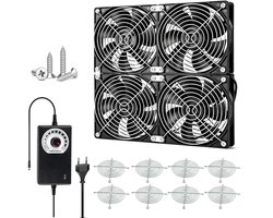 4 stuks 120 mm pc-ventilator met instelbare snelheden 12V DC: AC 100V-220V 3000RPM computerventilator met instelbaar toerental, computerventilator voor doe-het-zelf koeling, AV-kasten, router