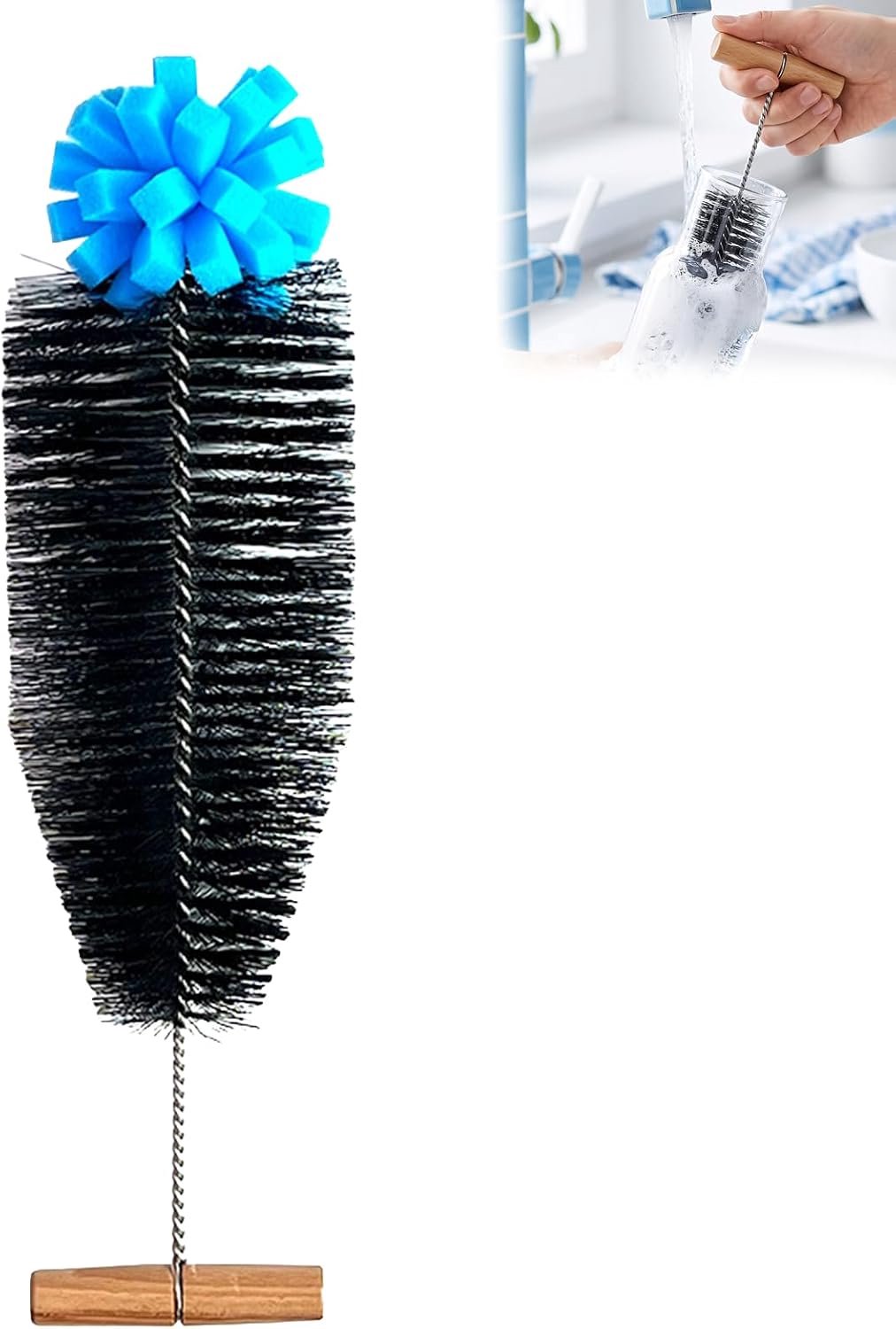 Flesborstel 32 cm - nylon haren - voor moeilijk bereikbare plekken - schoonmaken - Homevero